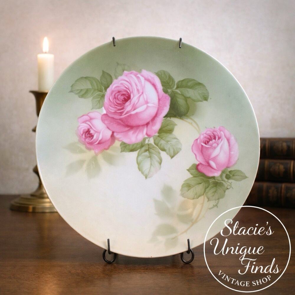 Beautiful Vintage RS Prussia Hand Painted Roses Decorator Plate Cottagecore